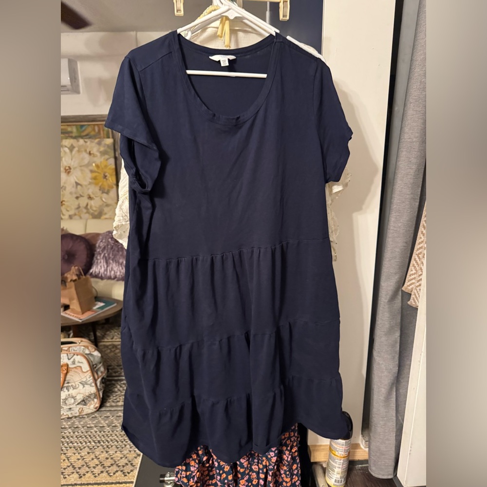 Time and Tru Dark Blue Tiered Mini Dress